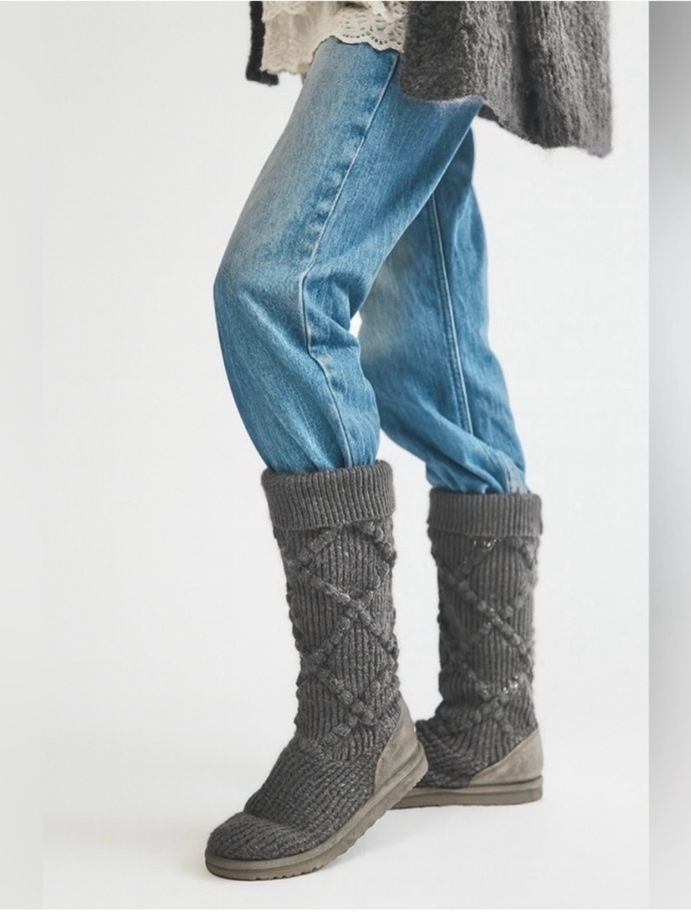 UGG Cream Knit Mid-Calf Boots